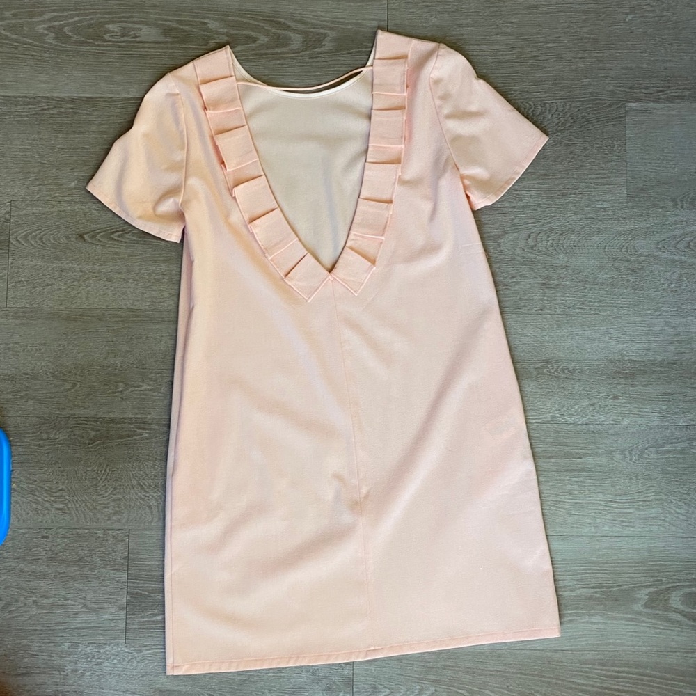 See You Soon plunge BACK ruffle orange/peach dress